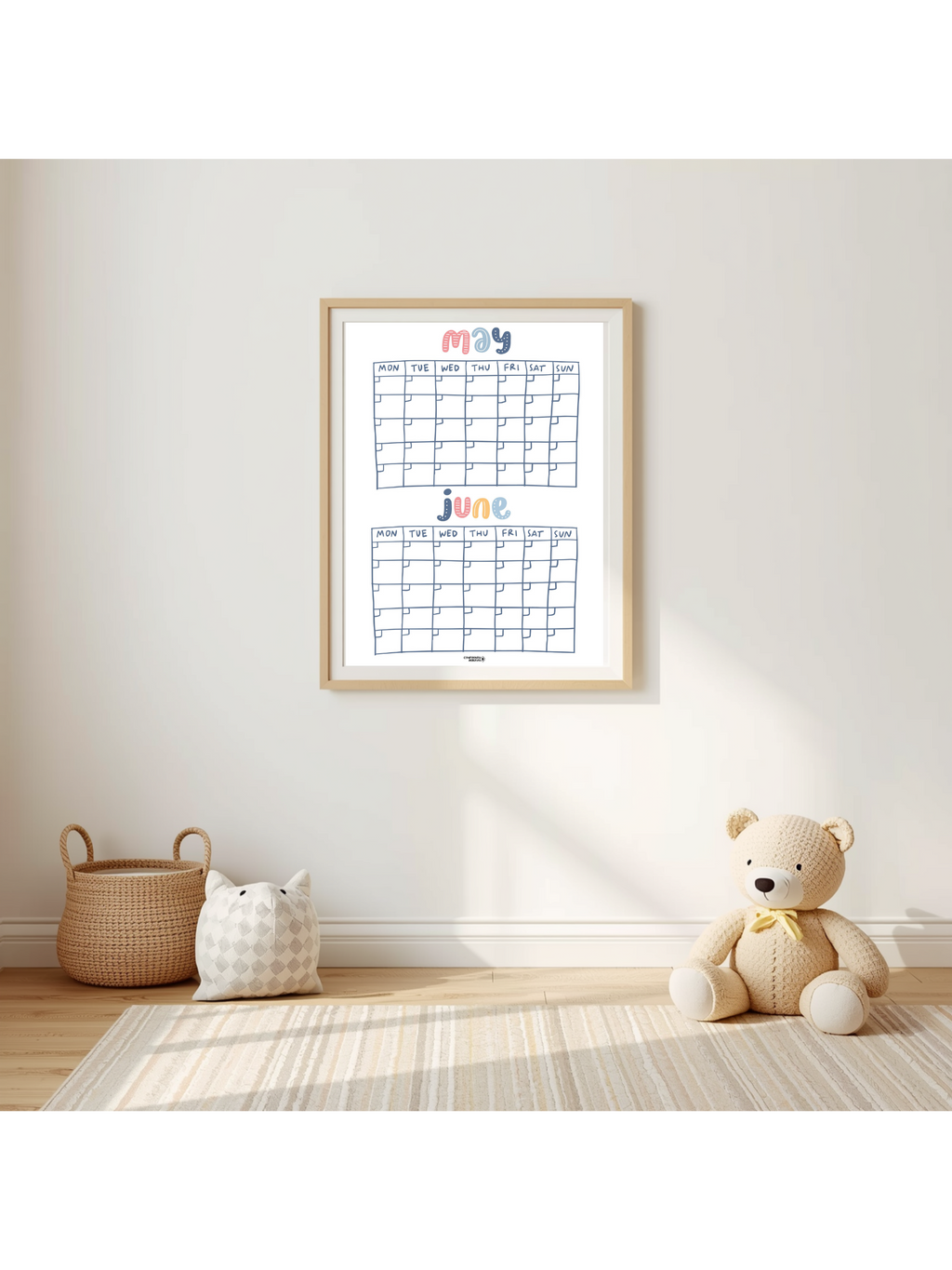 Printable Summer Calendar Poster | May, June, July & August