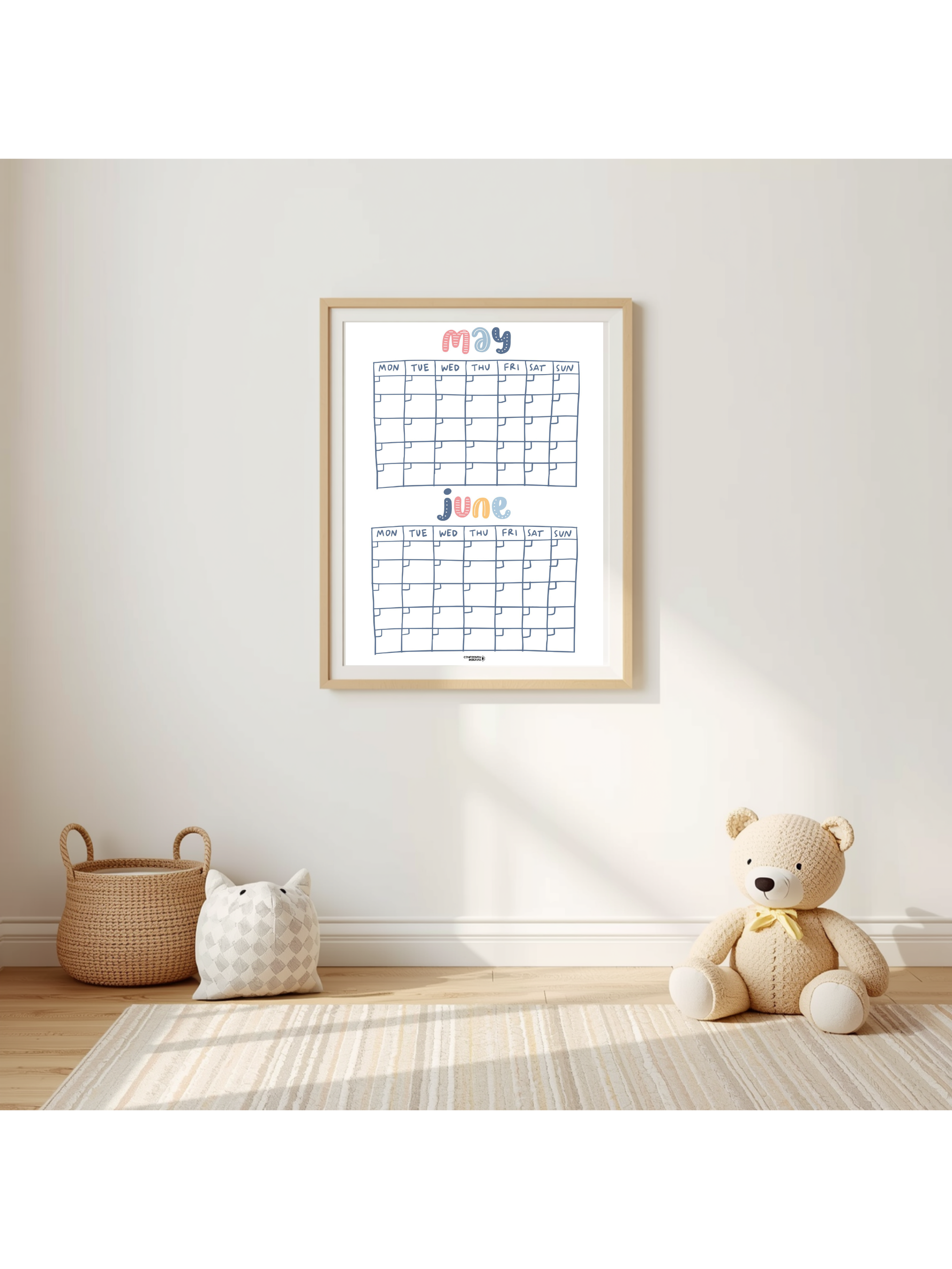 Printable Summer Calendar Poster | May, June, July & August