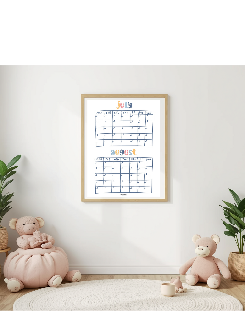 Printable Summer Calendar Poster | May, June, July & August