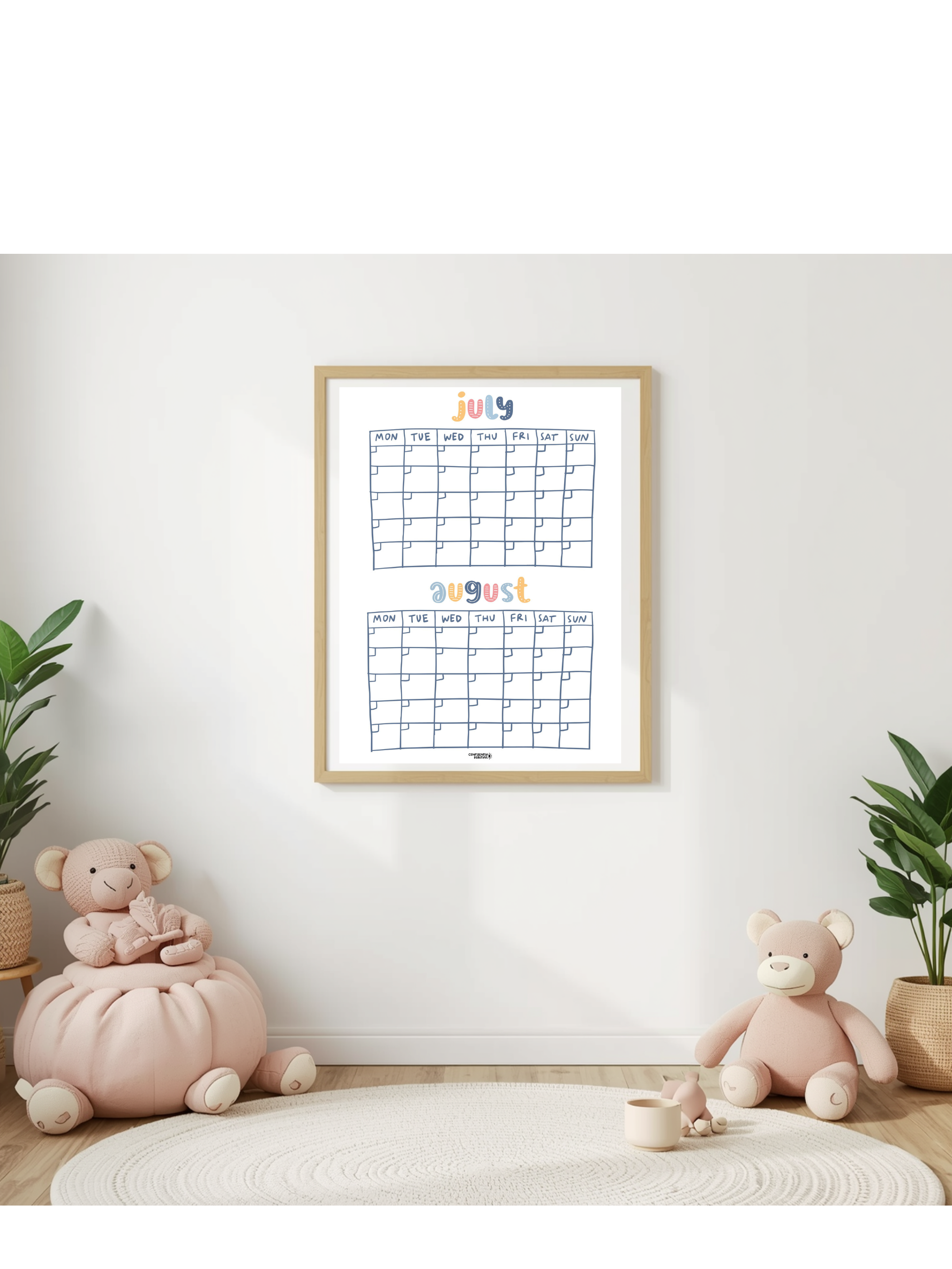 Printable Summer Calendar Poster | May, June, July & August